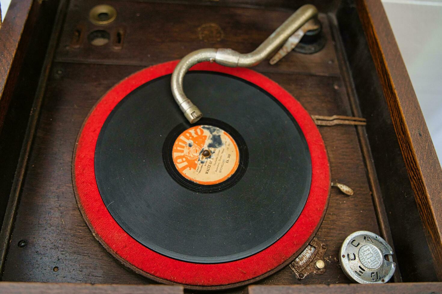 Vintage and Antique Record Player inside the colonia house dated back in 1870s located in the craft village, Mahe Seychelles photo