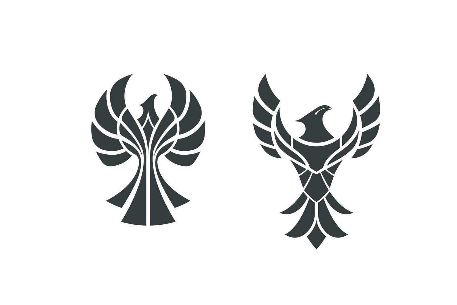 two flying phoenix logo icons vector