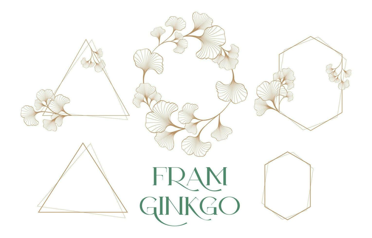 Ginkgo leaf frame monogram vector design template with copy space for text or lettering