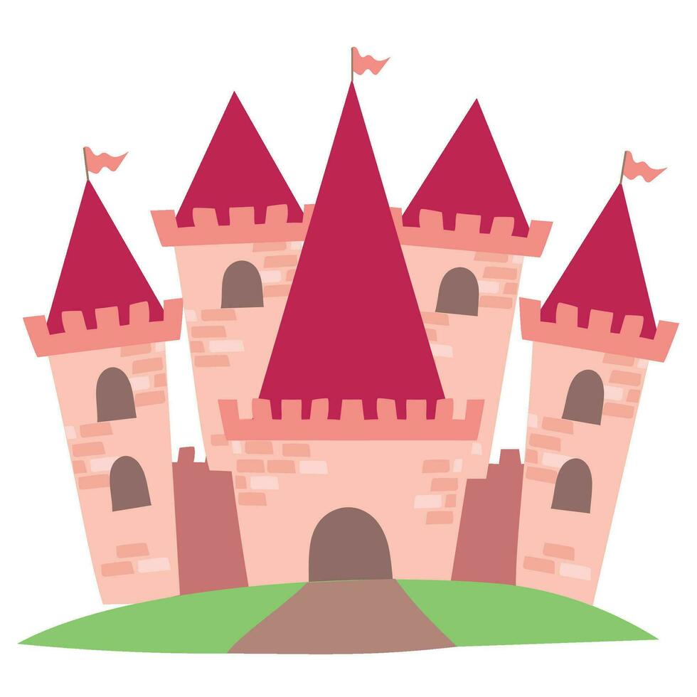 Clipart of cute monarch kingdom. Medieval the kingdom castle in vector. Vector outline fantasy monarch kingdom.