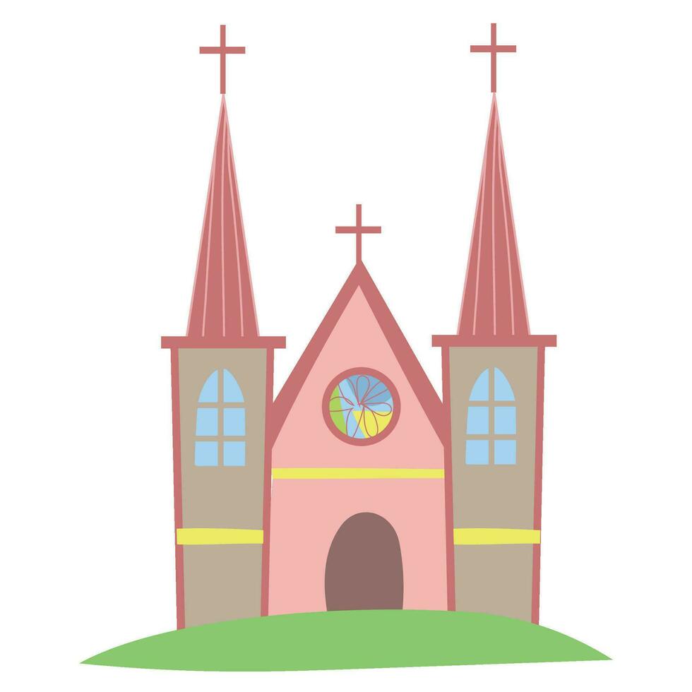 Clipart of church. Medieval the kingdom church in vector. Vector outline fantasy monarch kingdom.