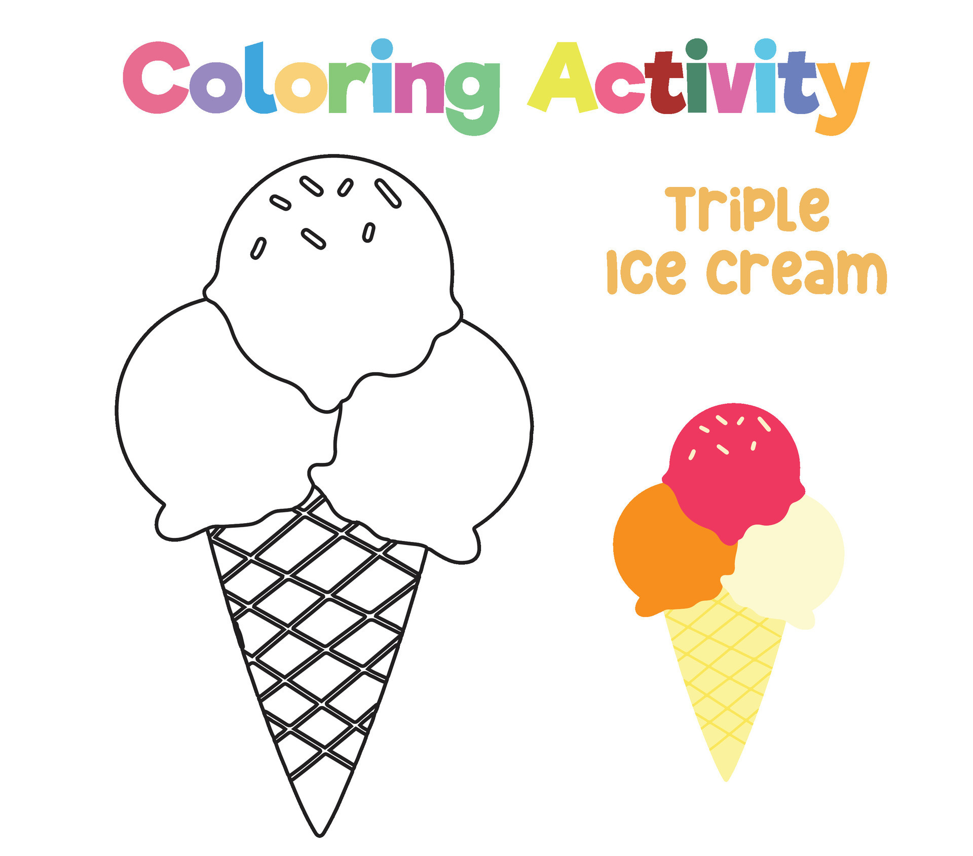 Coloring activity for children. Coloring ice cream. Educational printable coloring worksheet