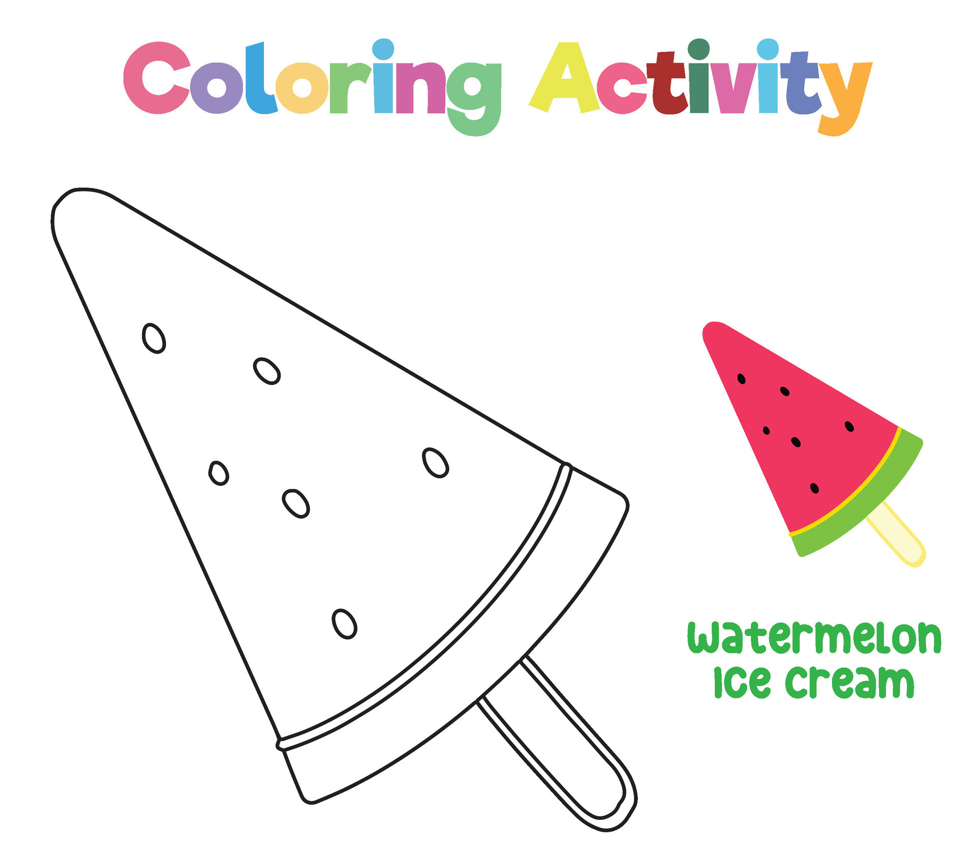 Coloring activity for children. Coloring ice cream. Educational printable coloring worksheet