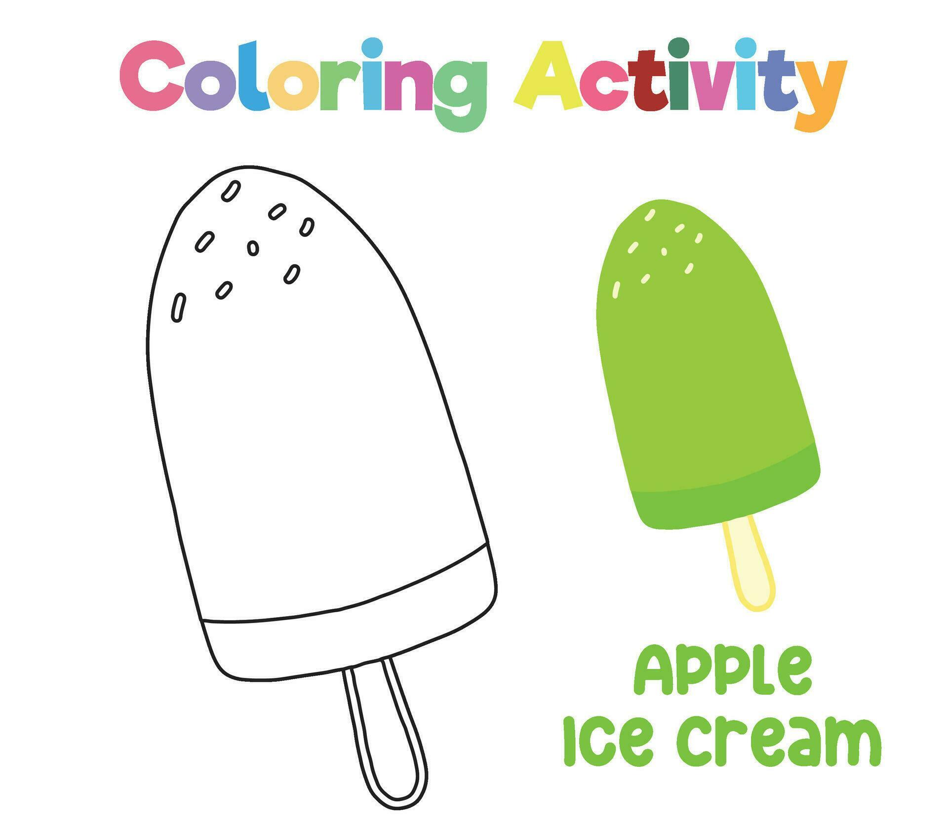 Coloring activity for children. Coloring ice cream. Educational printable coloring worksheet
