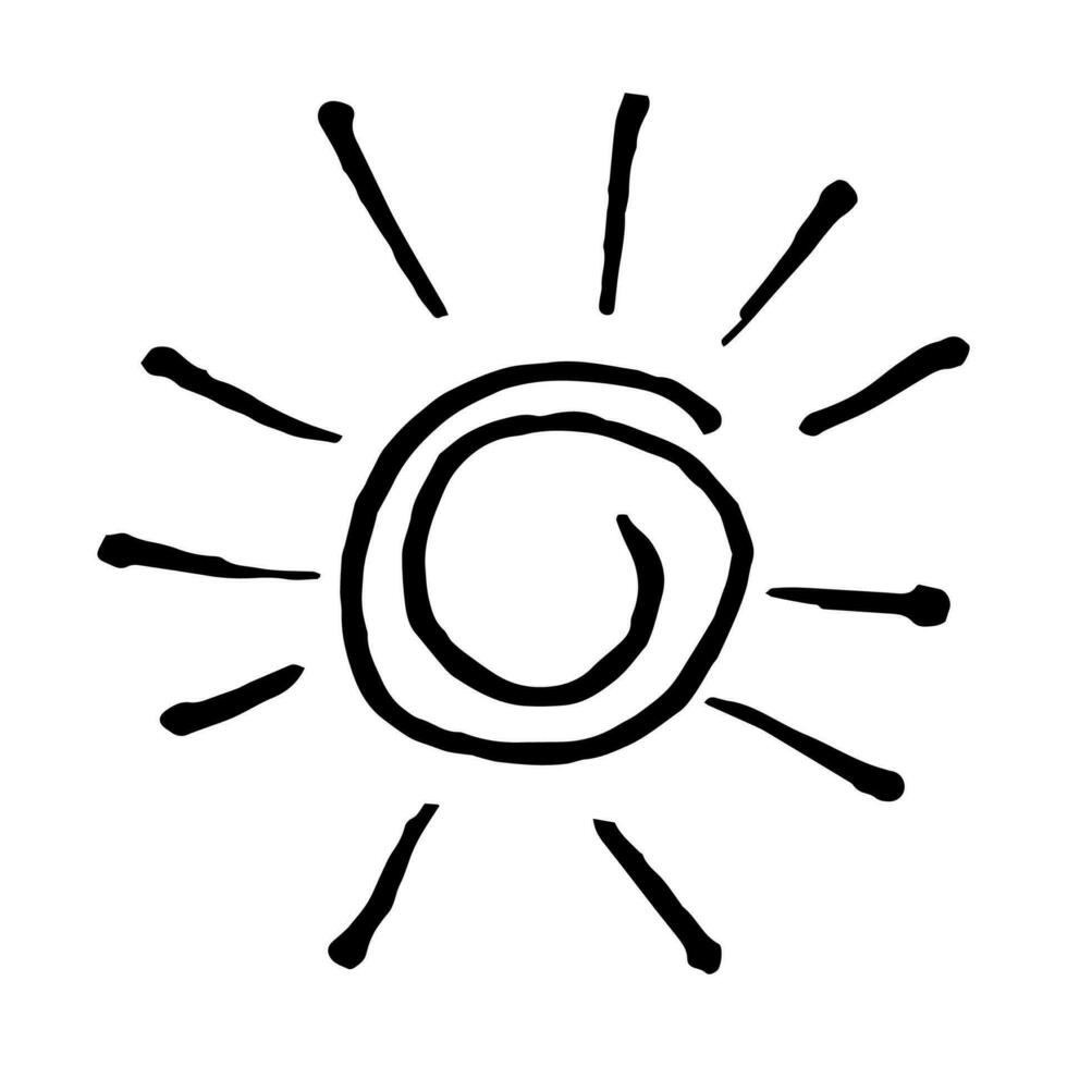 hand drawn sun doodle. Vector illustration of Sunburst cartoon