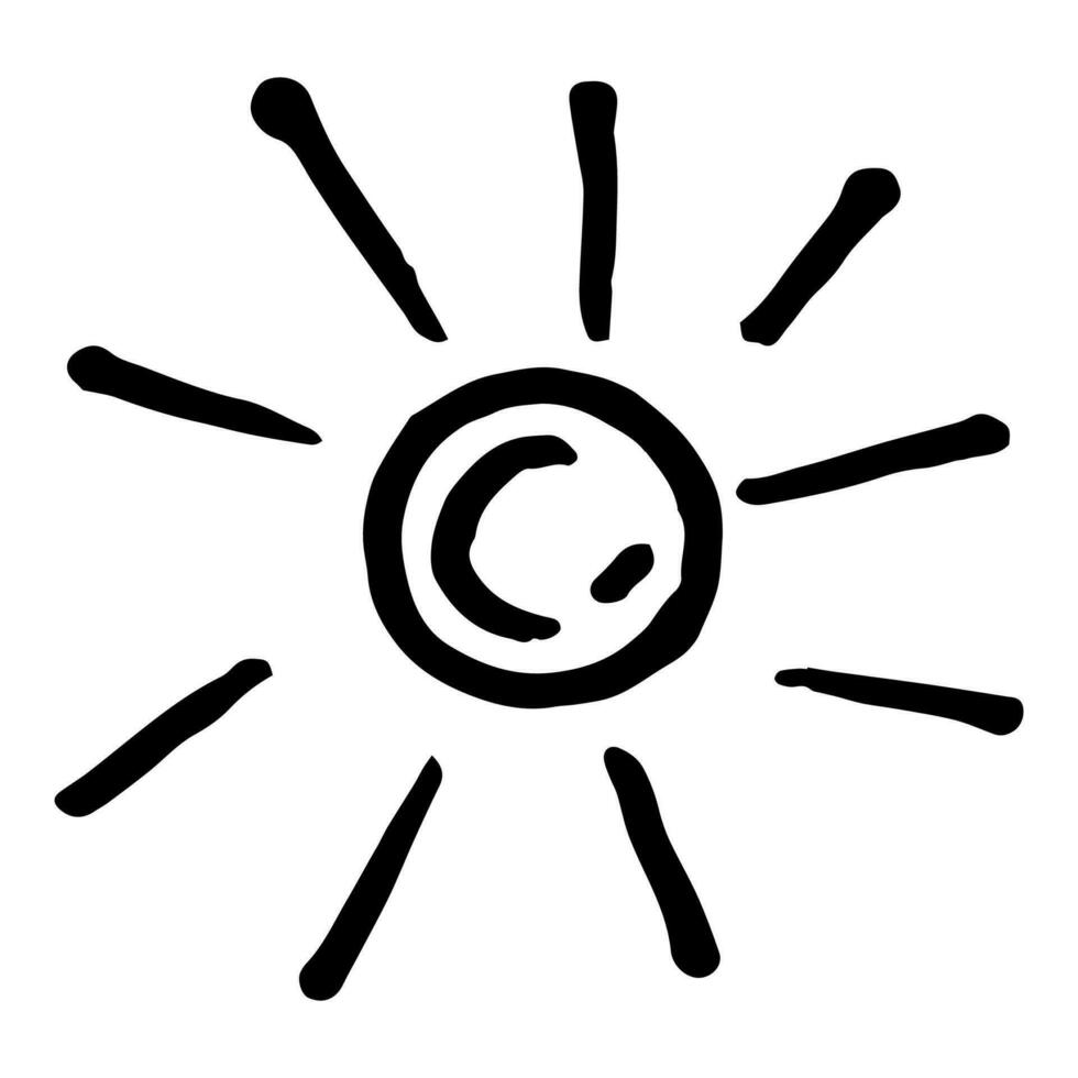 hand drawn sun doodle. Vector illustration of Sunburst cartoon