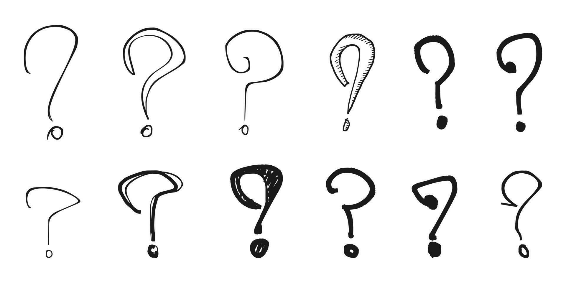 Set of hand drawn question marks. doodle questions marks. isolated on