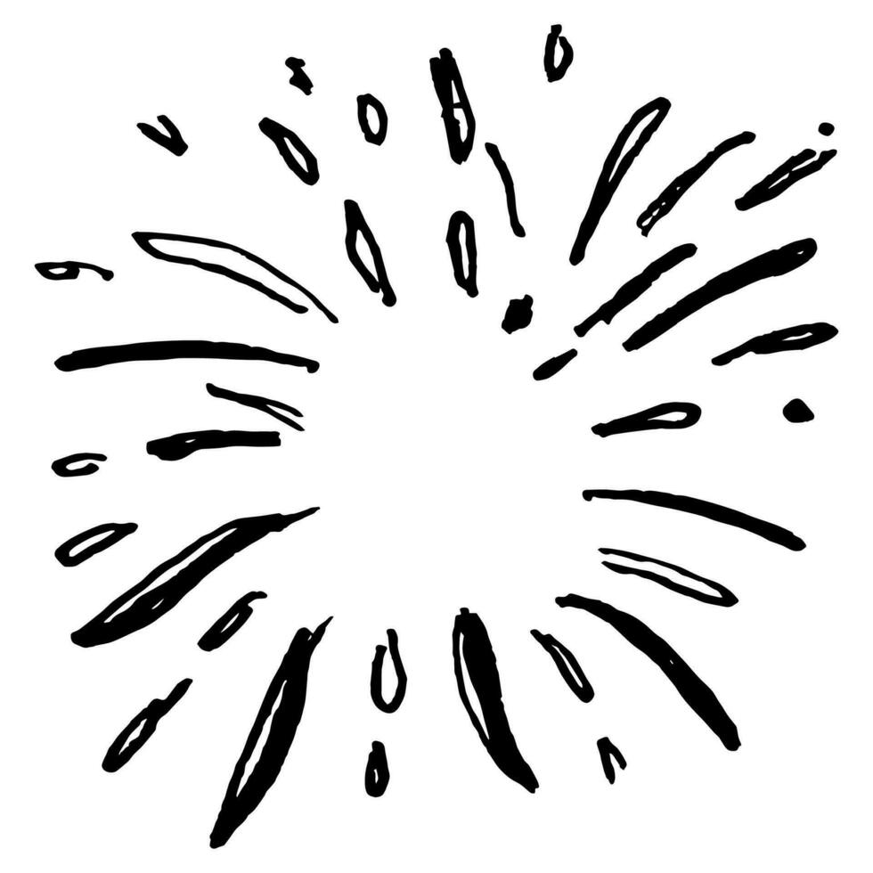 hand drawn of doodle starburst, sunburst, firework, explosion set. doodle design element. vector illustration