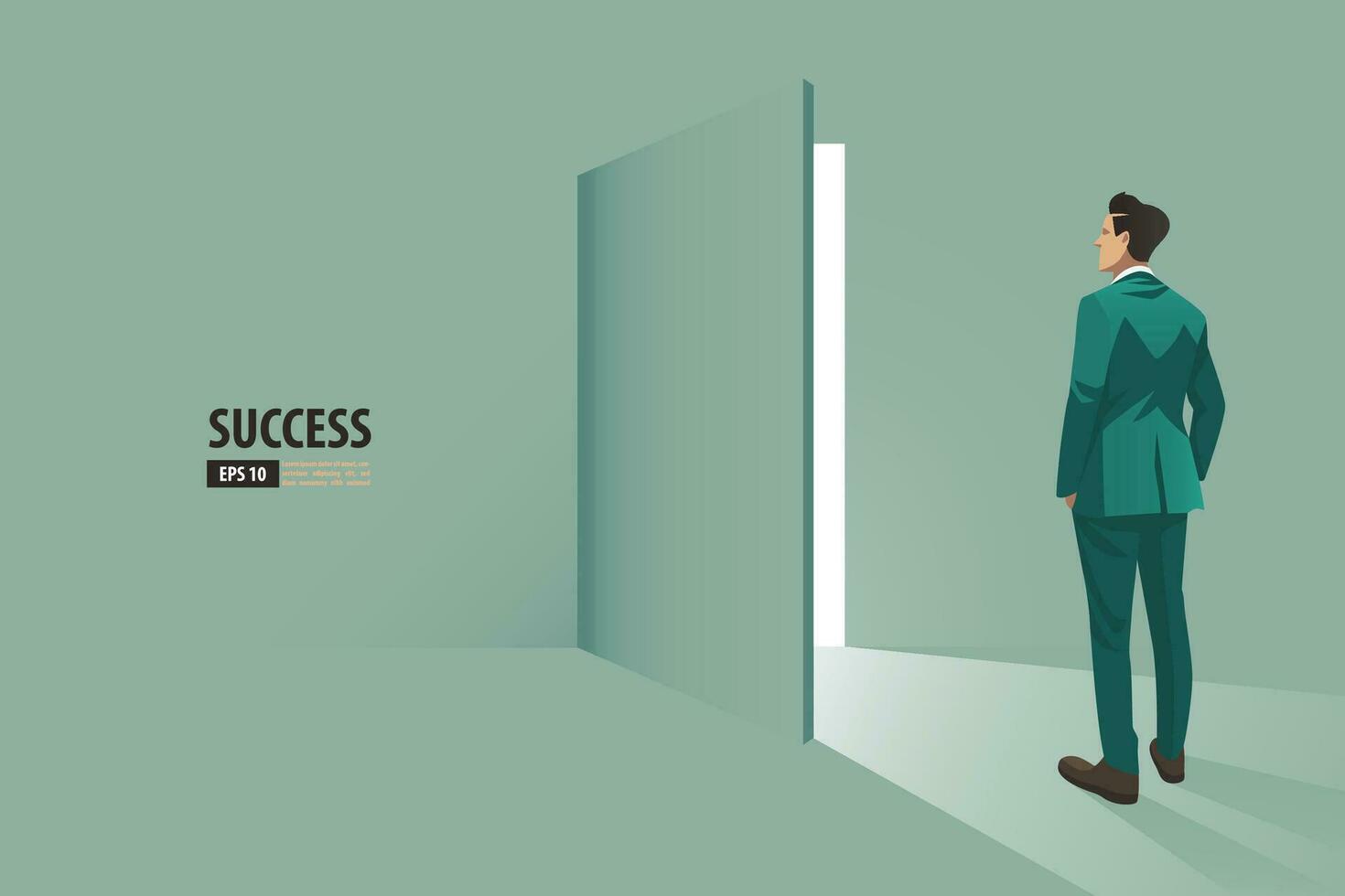 Businessman opening the secret door.  Business vector concept illustration