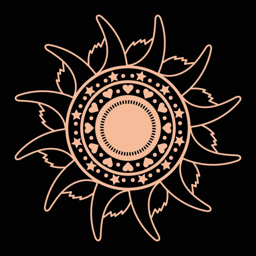 Sun icon. Vector illustration of sun icon isolated on black background.