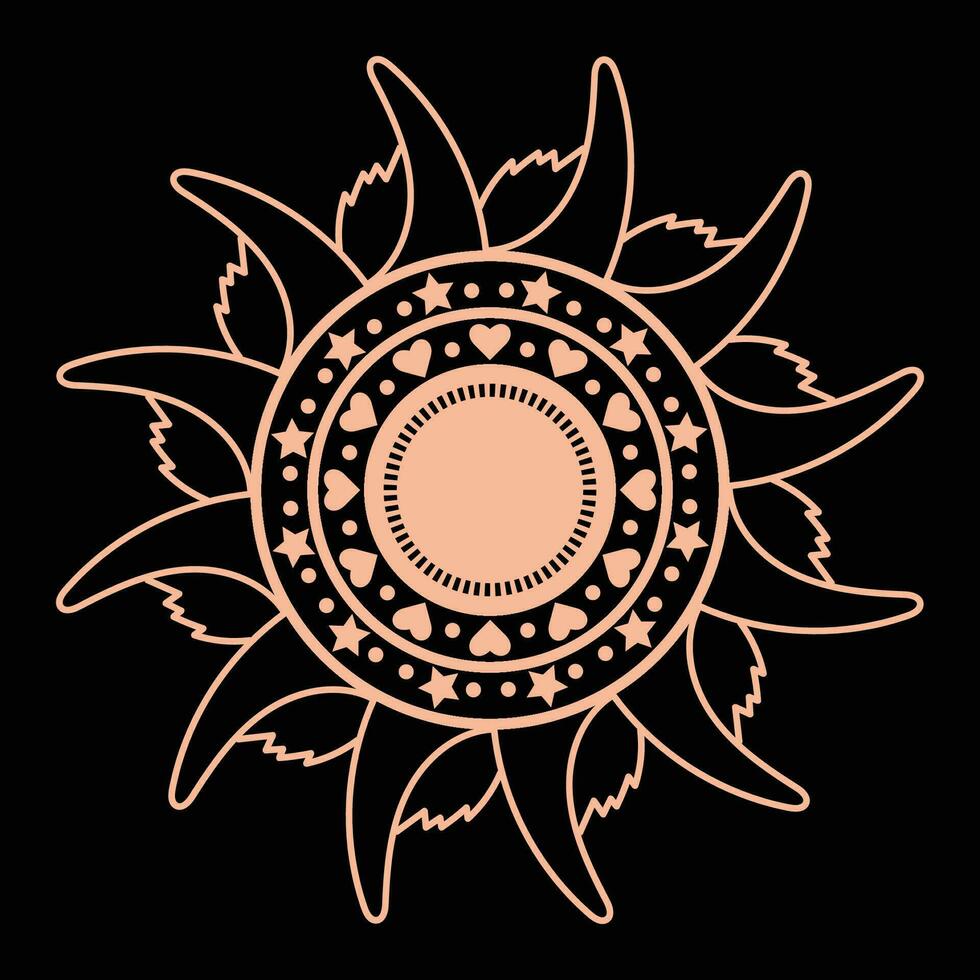 Sun icon. Vector illustration of sun icon isolated on black background.