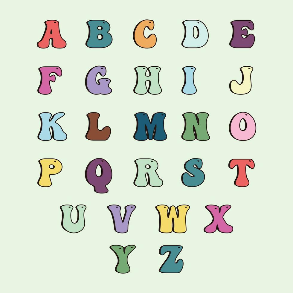 mano dibujado alfabeto. un vector ilustración de vistoso letras en un ligero antecedentes