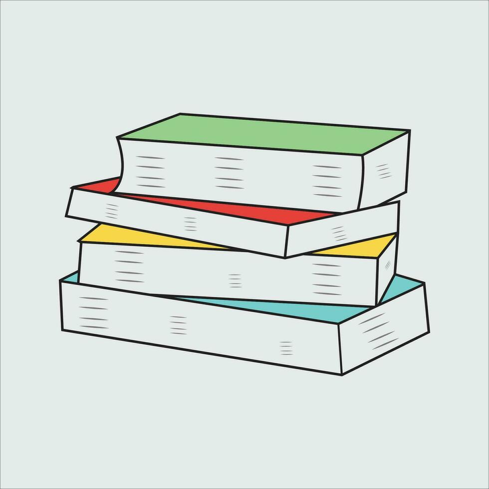 Hand drawn flat design stack of books illustration vector