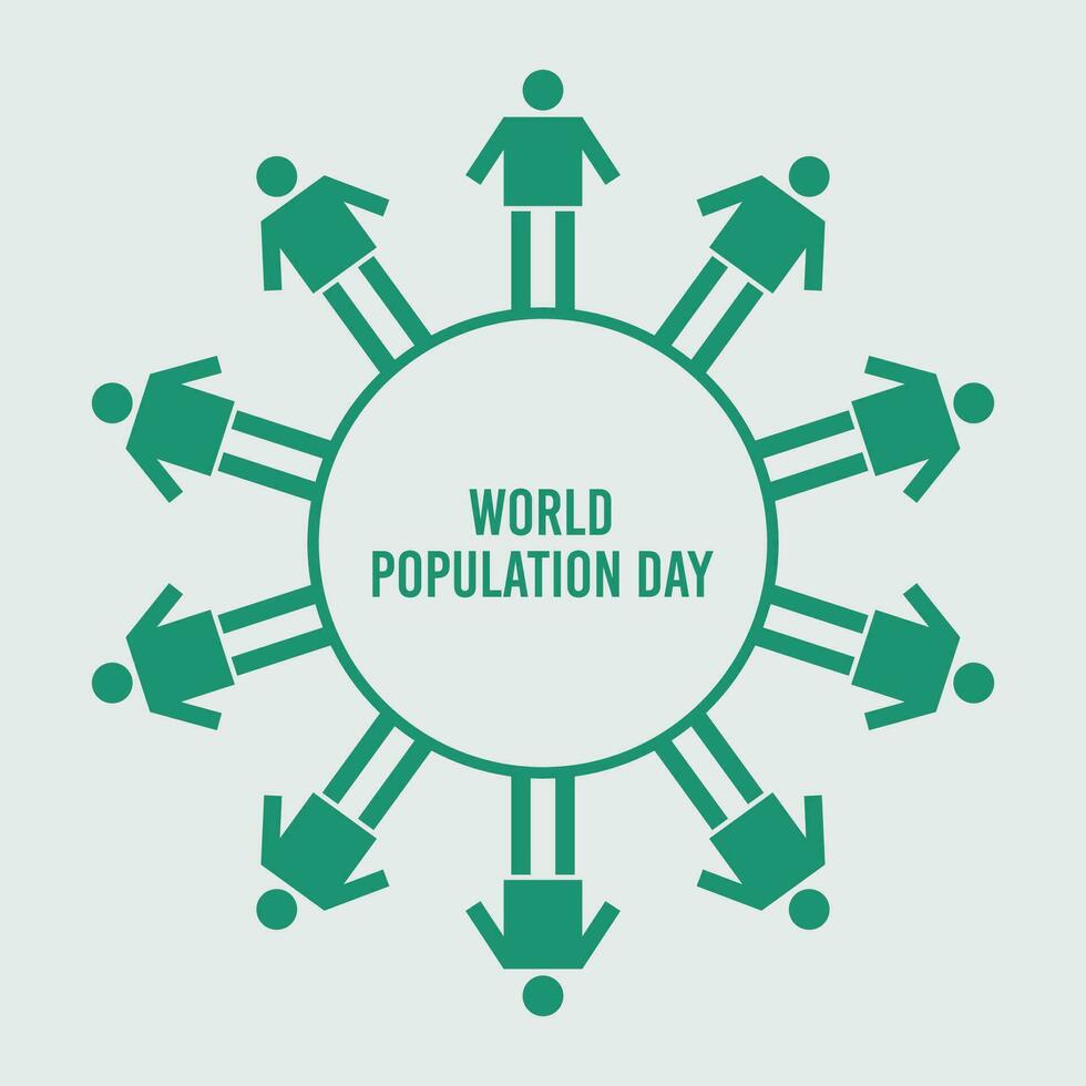 A circle with people holding hands that say world population day vector