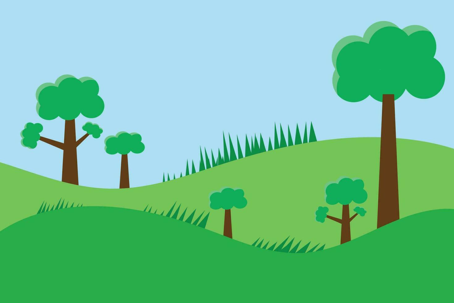 A cartoon of trees on a hill vector