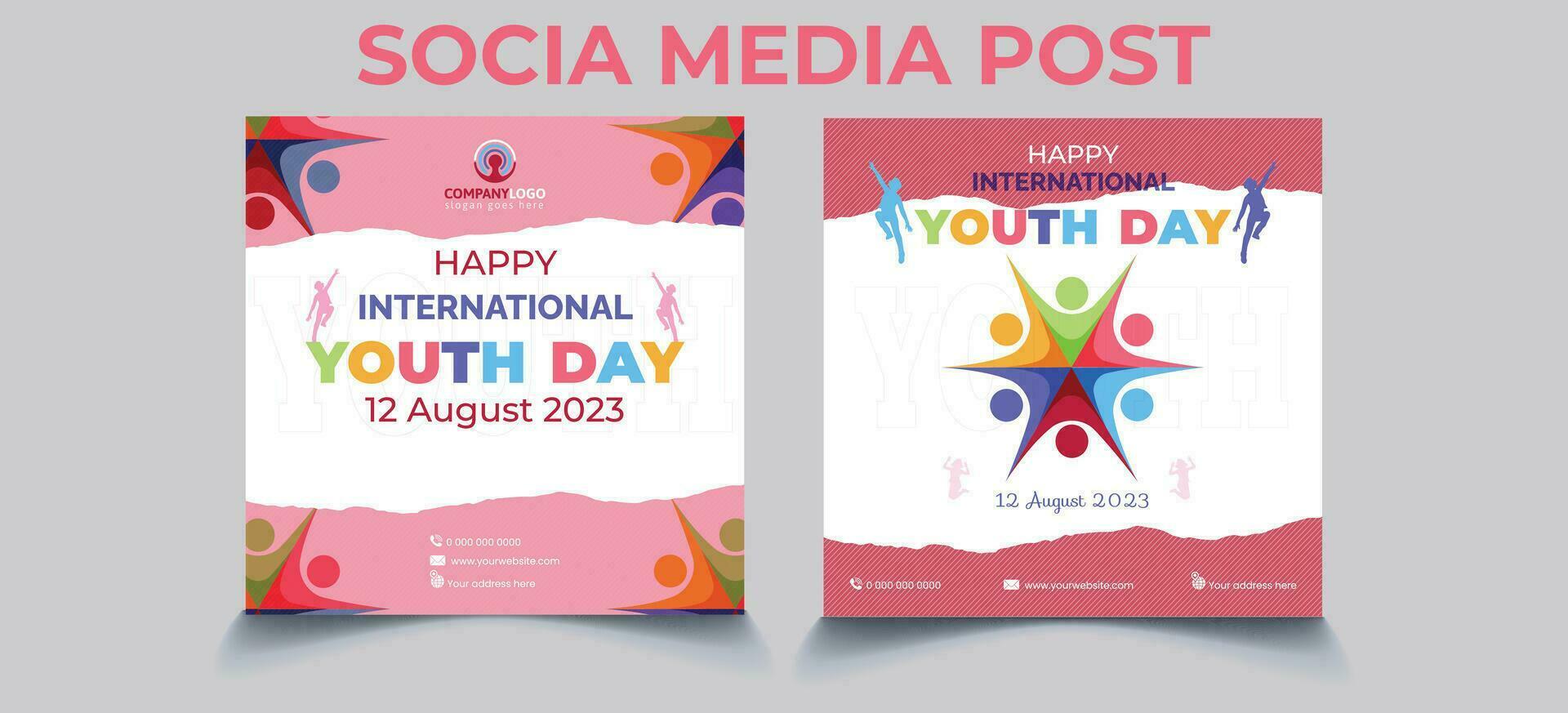 internacional juventud día social medios de comunicación póster bandera, internacional juventud día fondo, creativo concepto, mundo juventud día vector