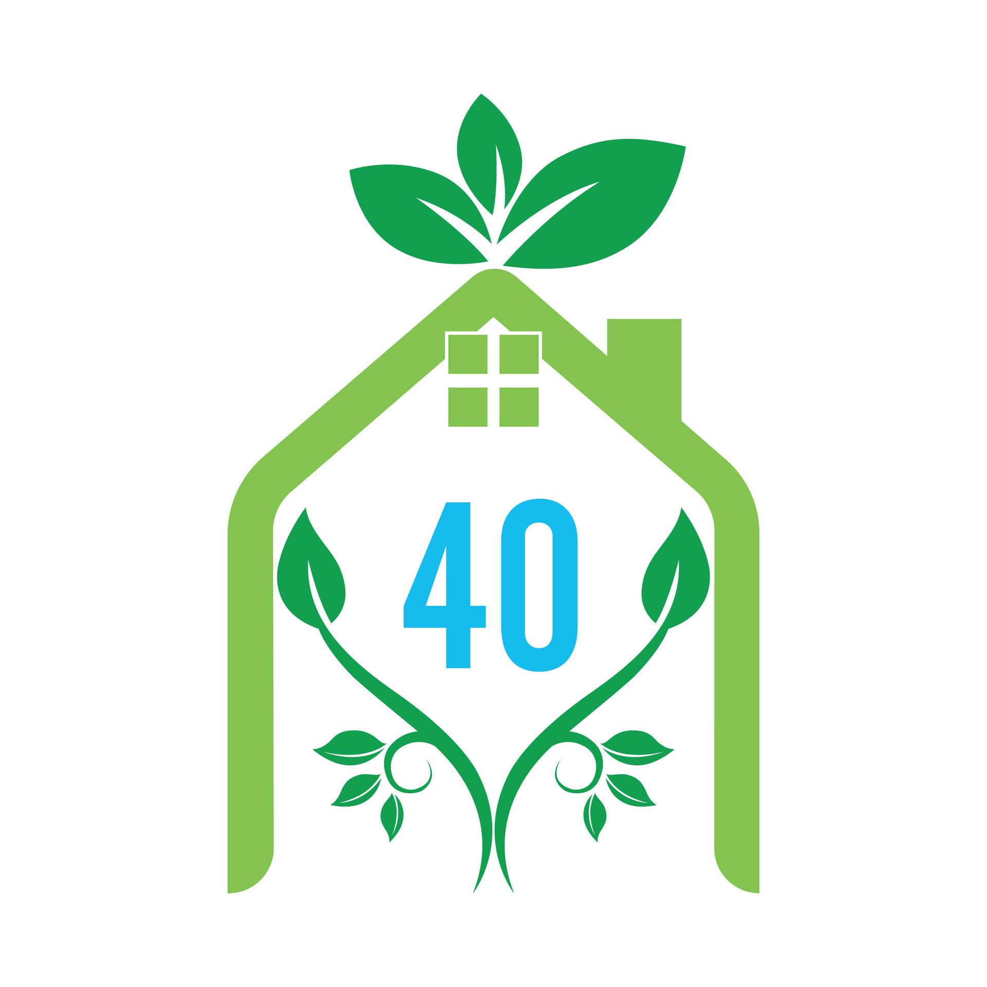Leaf and Green House design with Number 40 25547861 Vector Art at Vecteezy