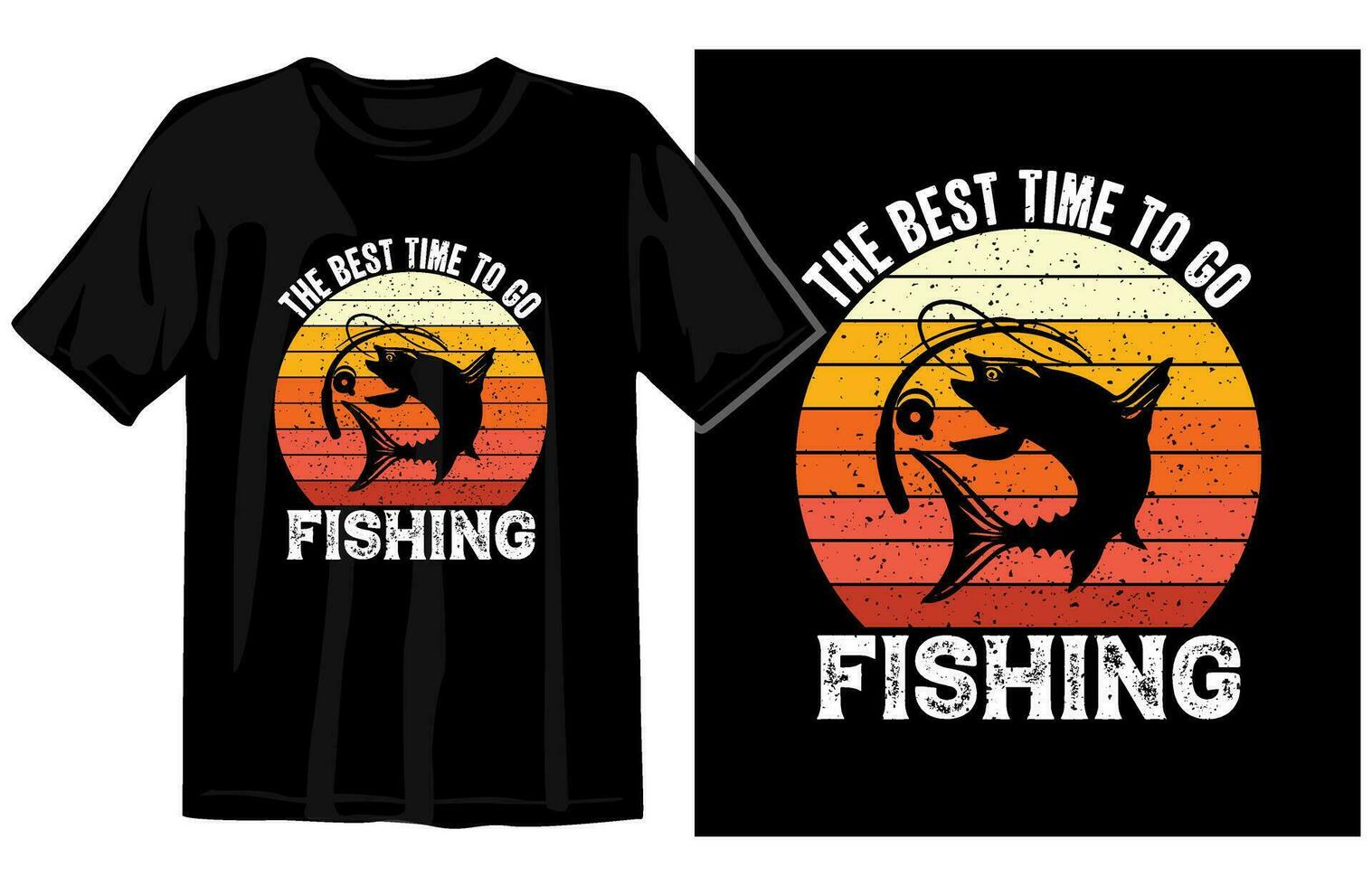 Fishing vintage t shirt design vector, vintage fishing t shirt set graphic illustration vector