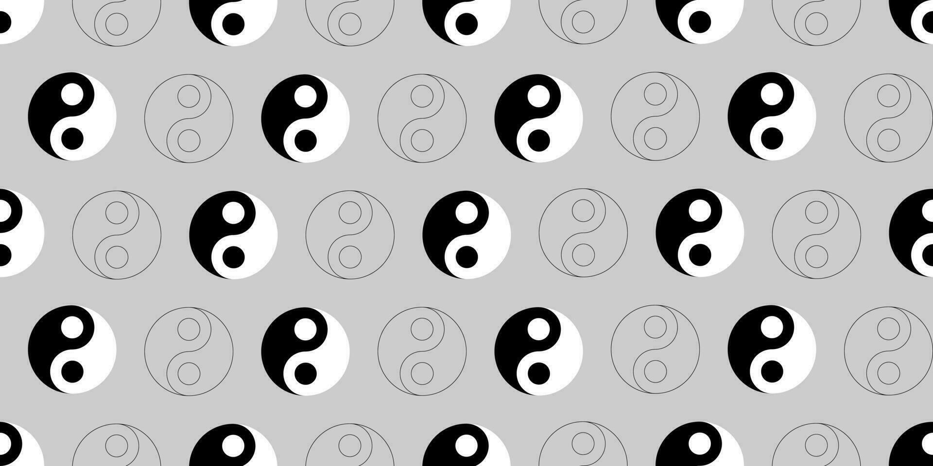 outline silhouette yin yang seamless pattern vector