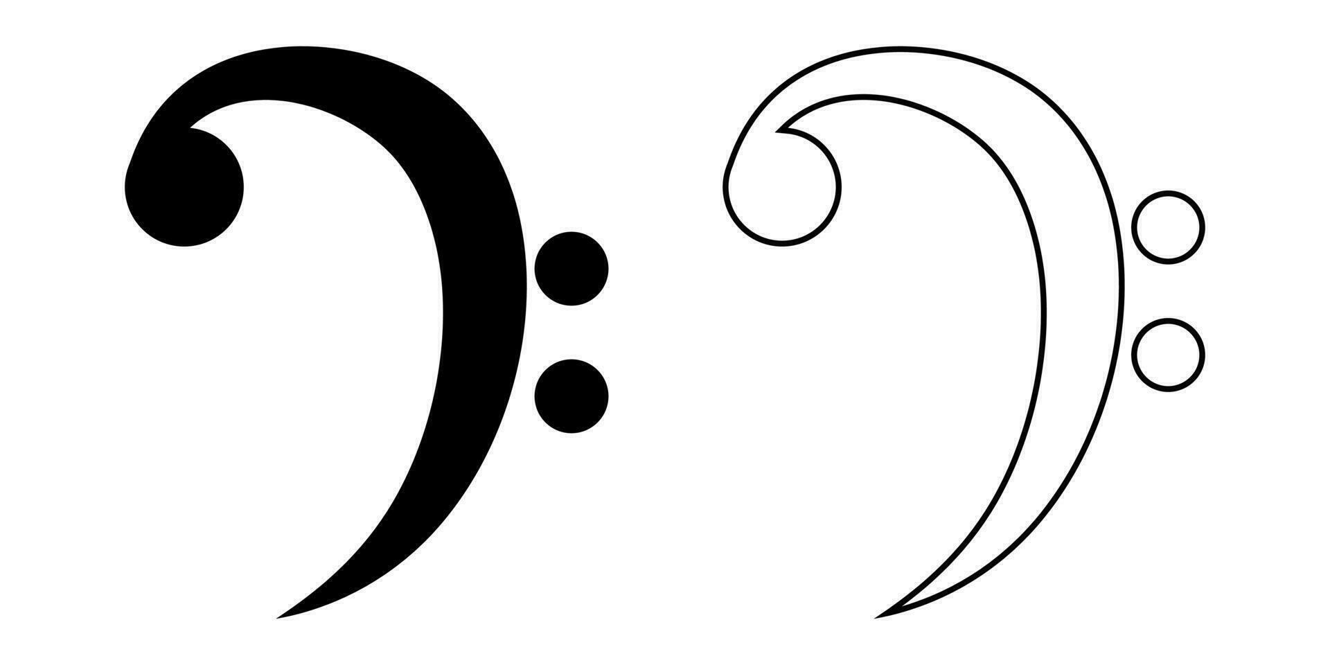 bass clef icon set isolated on white background vector