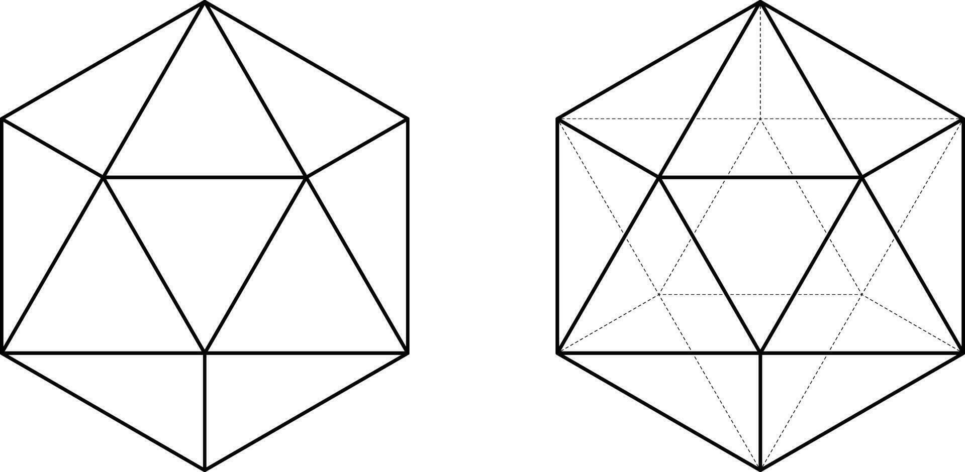 outline regular Icosahedron set vector
