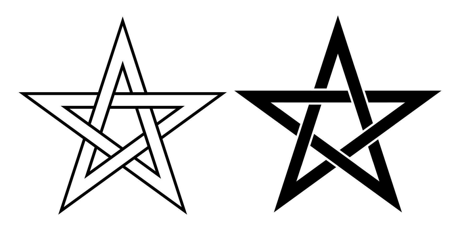 outline silhouette pentagram star set isilated on white background vector