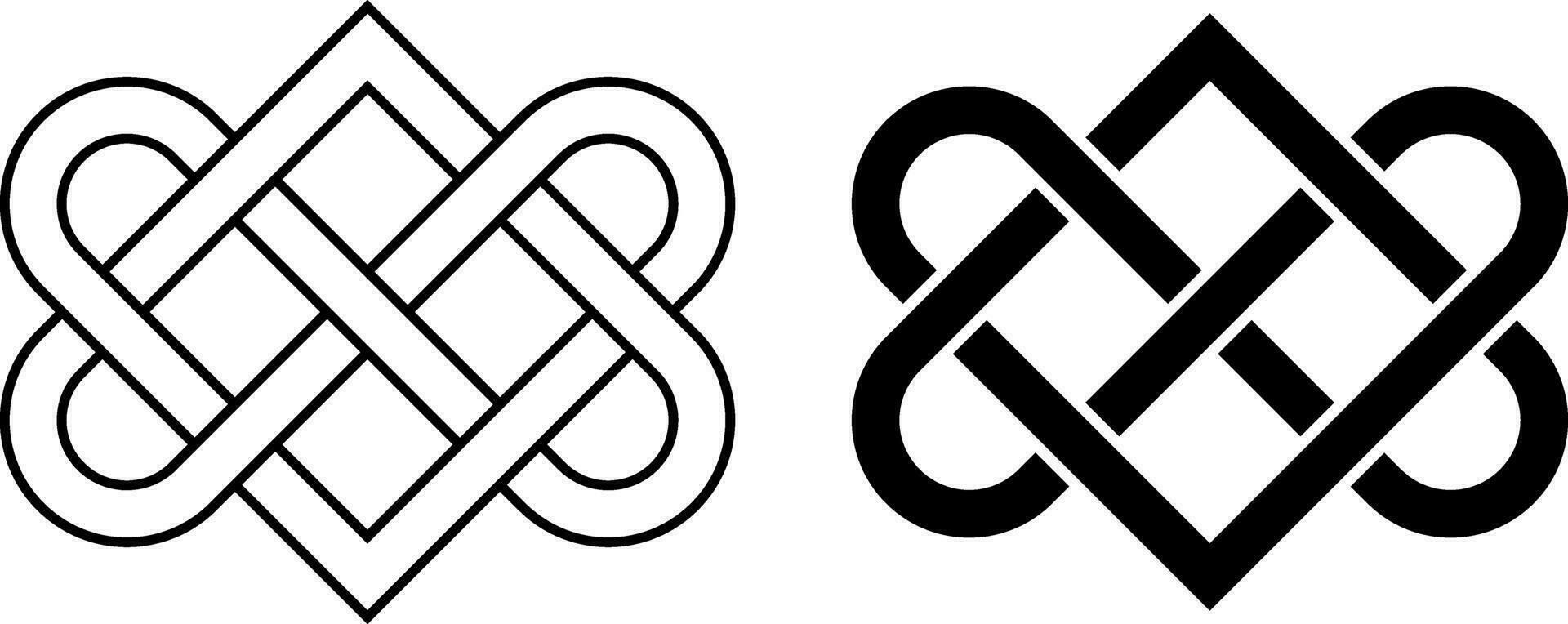 outline love celtic knot symbol set vector