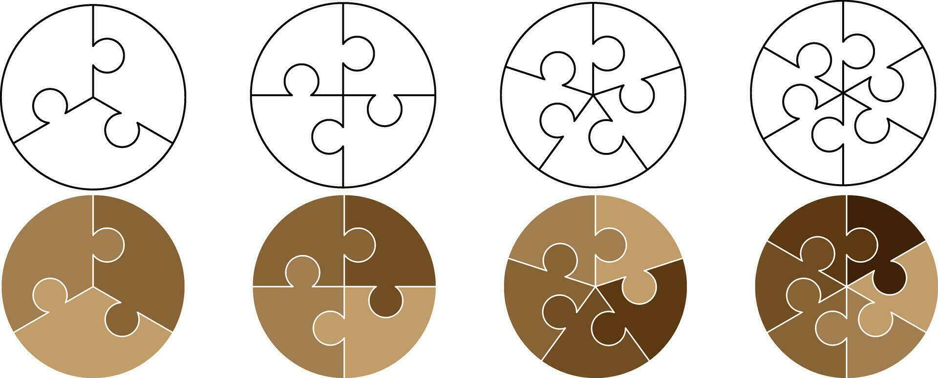 round puzzle pie chart icon set vector