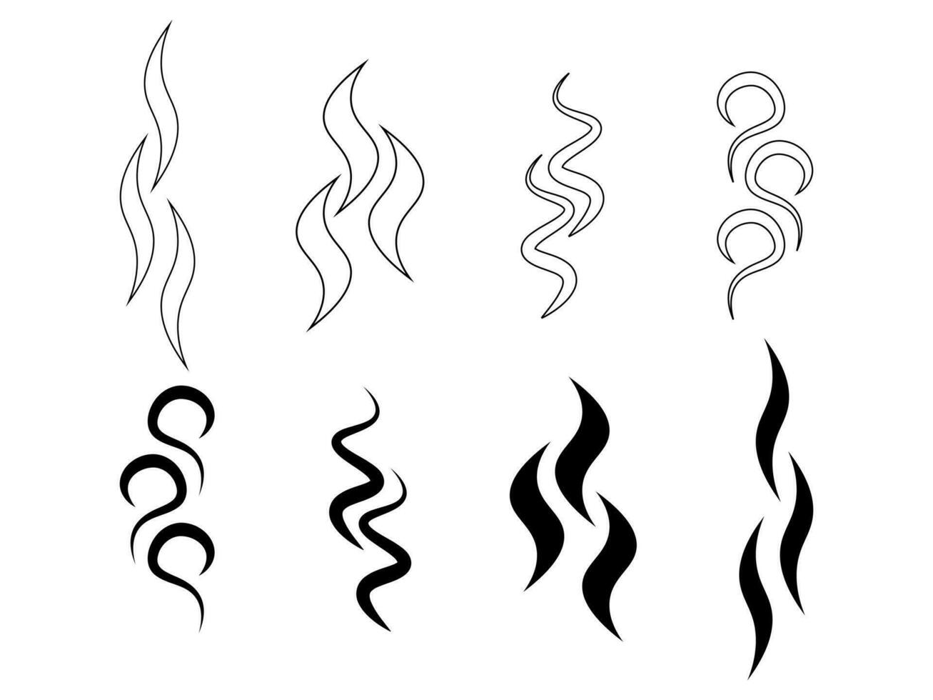 outline silhouette smoke puff icon set vector