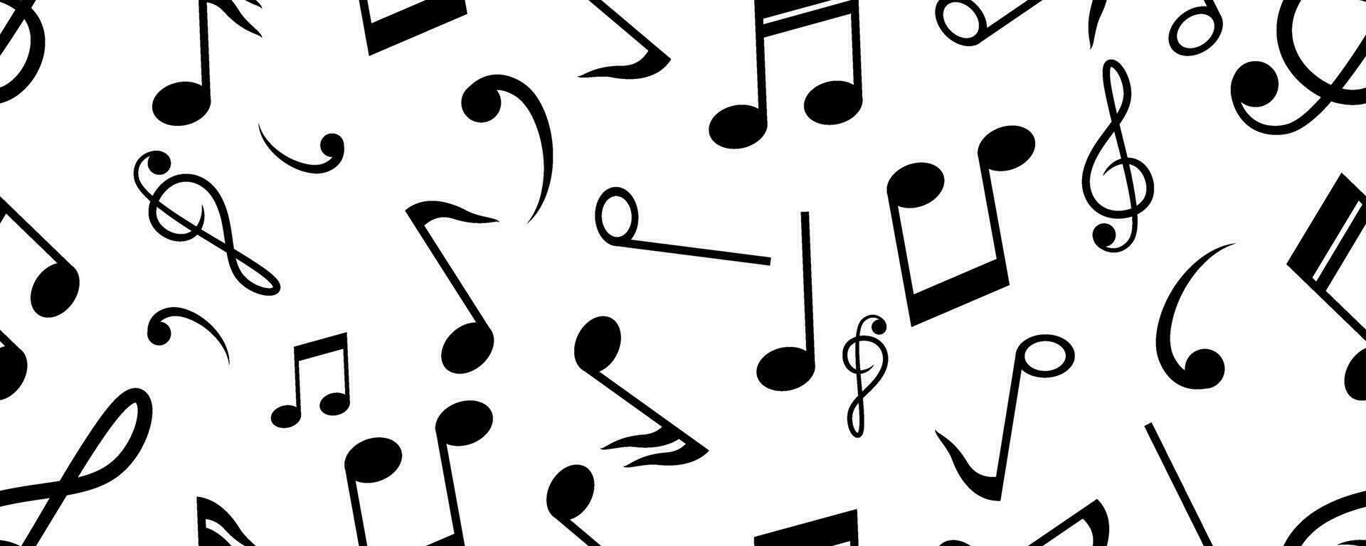 black white notes music seamless pattern vector