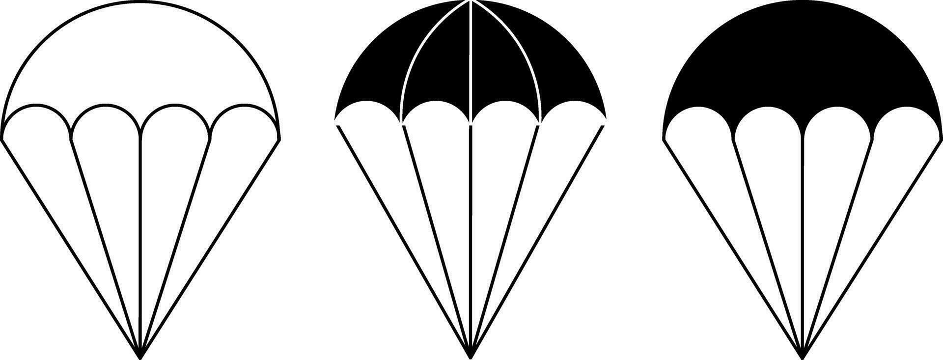 contorno silueta paracaídas icono conjunto vector