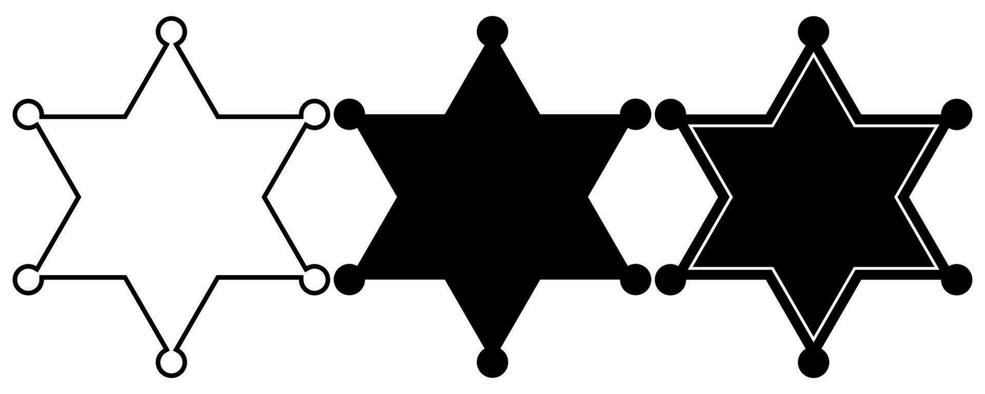 black white Sheriff star badge set isolated on white background vector