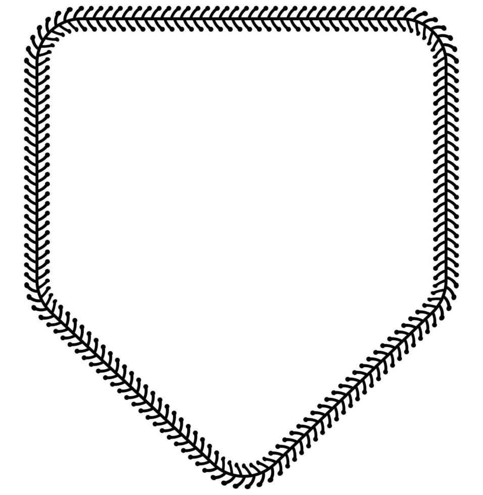 black white Baseball home plate Stitches frame vector