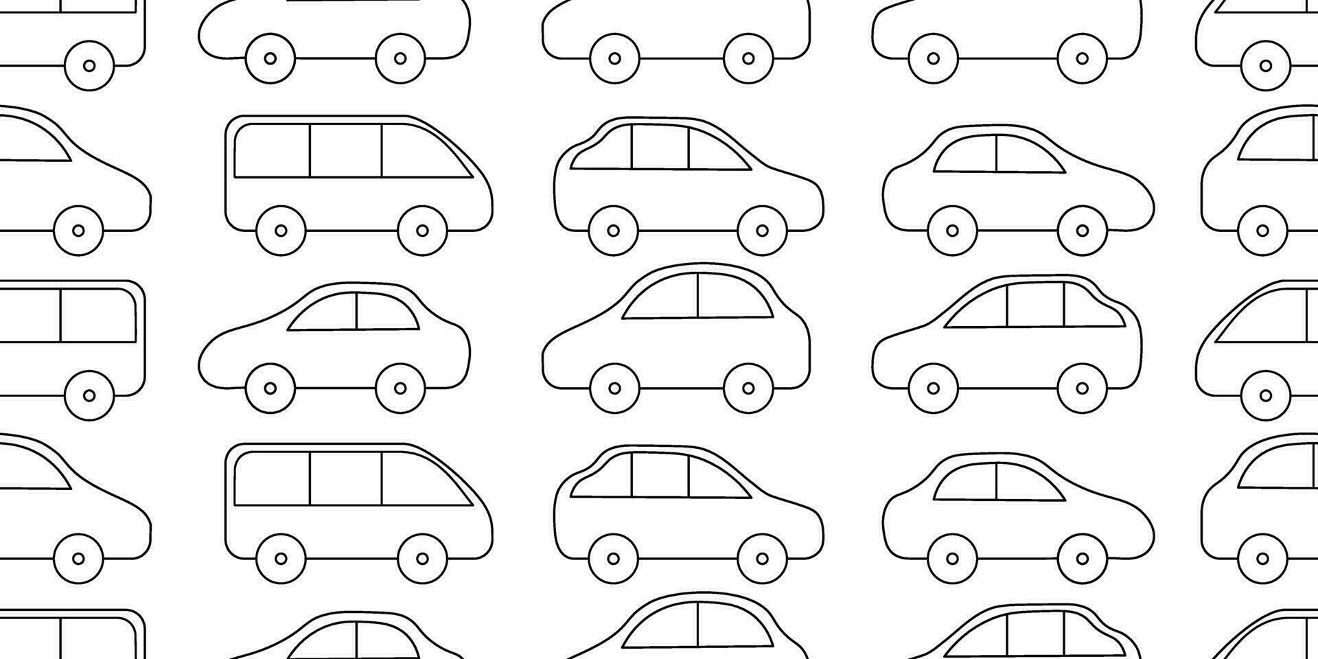 outline car seamless pattern vector