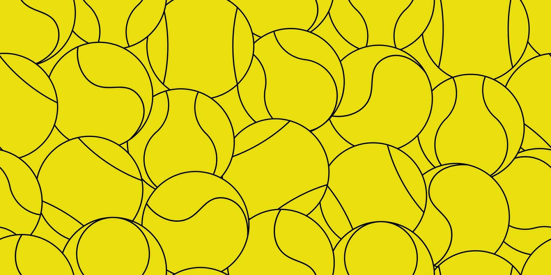 outline tennis ball seamless pattern isolated on yellow background vector