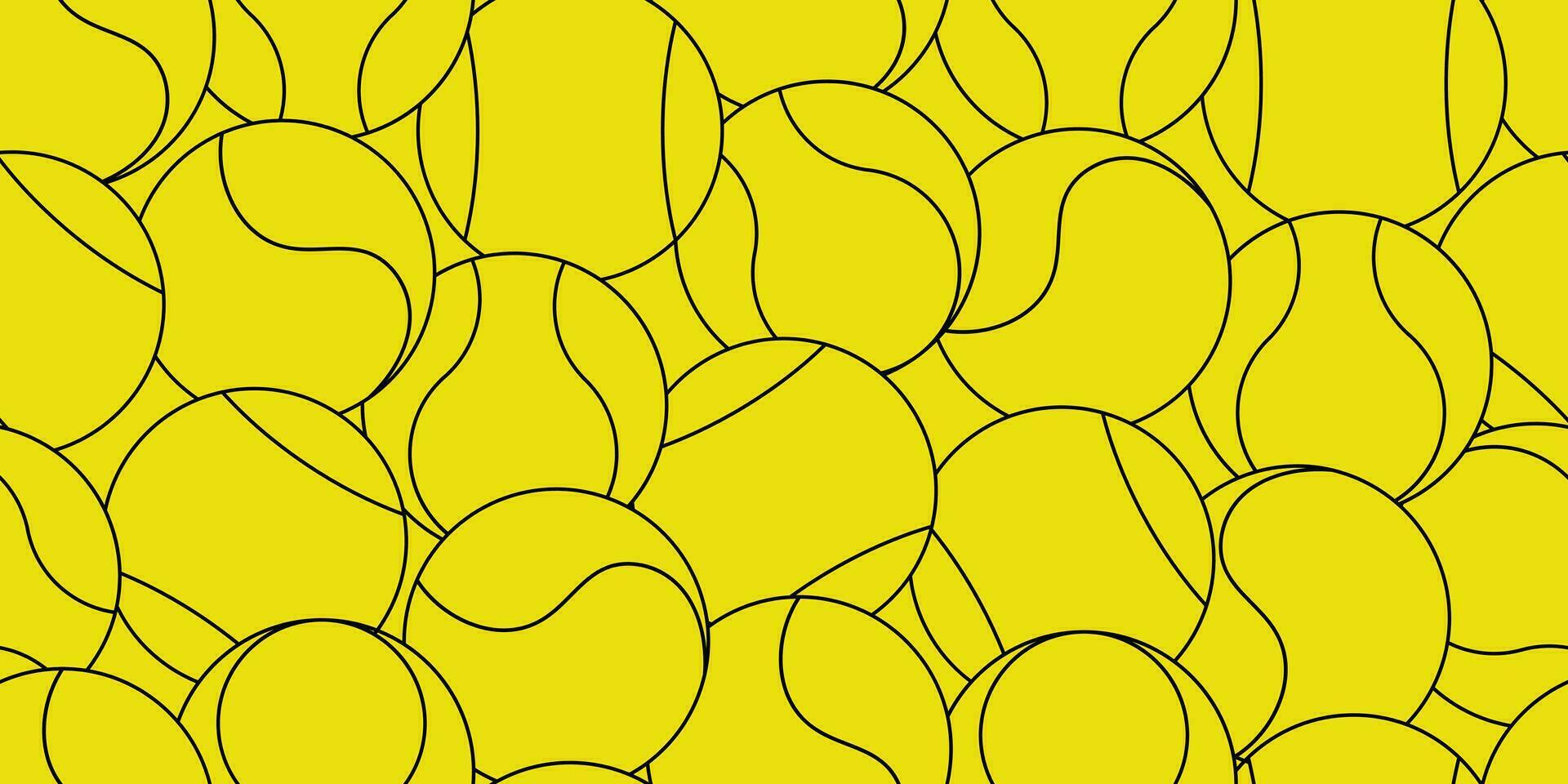 outline tennis ball seamless pattern isolated on yellow background vector