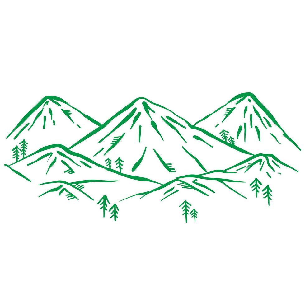 Mountains Outline art ,good for graphic design resources, prints, books cover, coloring books, posters, and more. vector