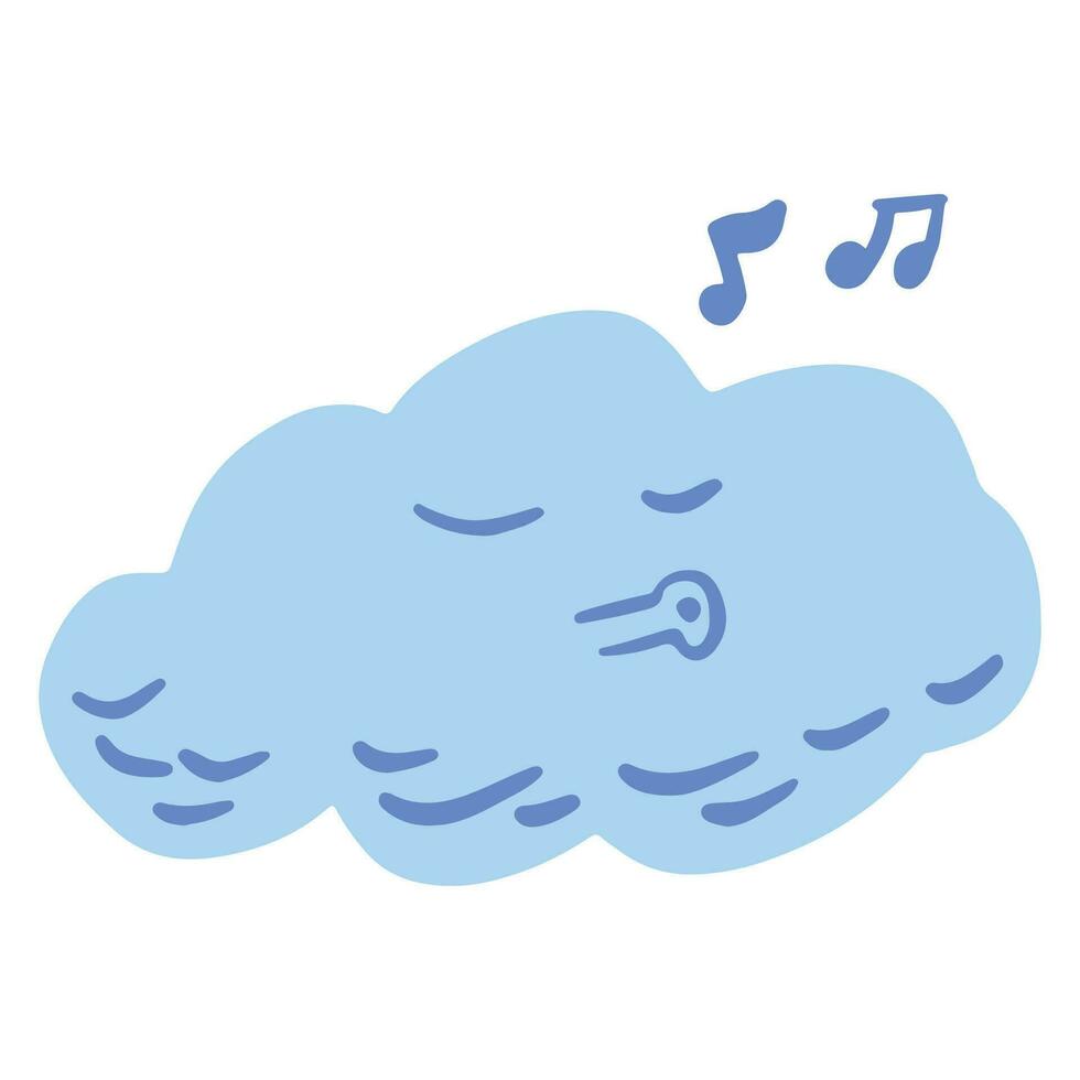 Cute Cloud Whistling illustration ,good for graphic design resources, children book, cover books, posters, pamflets, stickers and more. vector