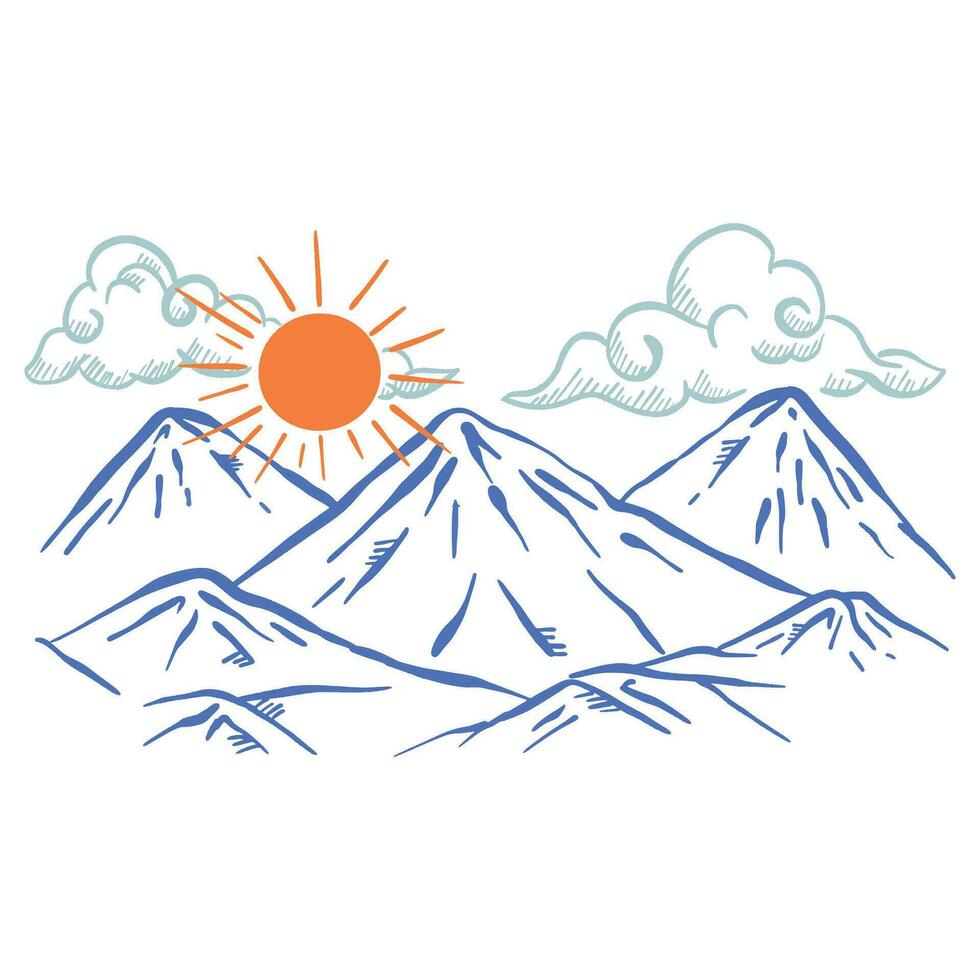 Mountains Outline art ,good for graphic design resources, prints, books cover, coloring books, posters, and more. vector