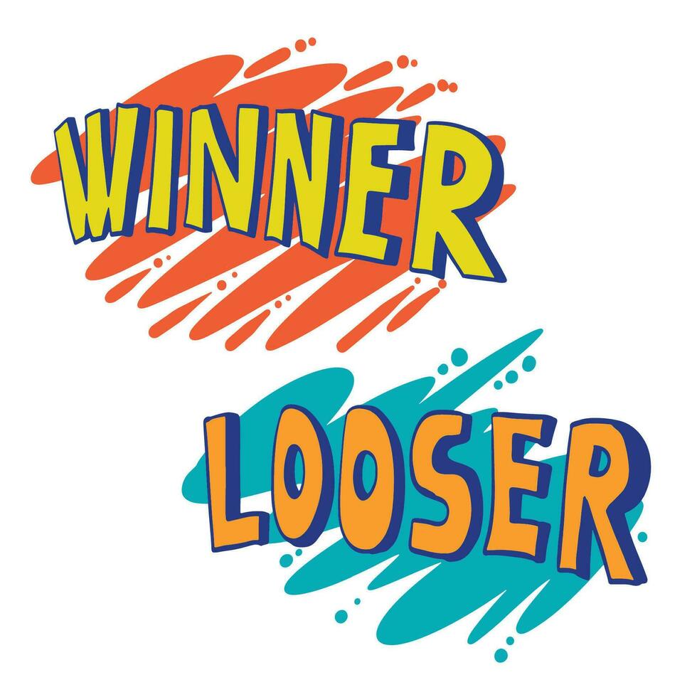 Comic Handlettering art Winner and Looser ,good for graphic design resources, posters, pamflets, stickers, prints, books title, and more. vector