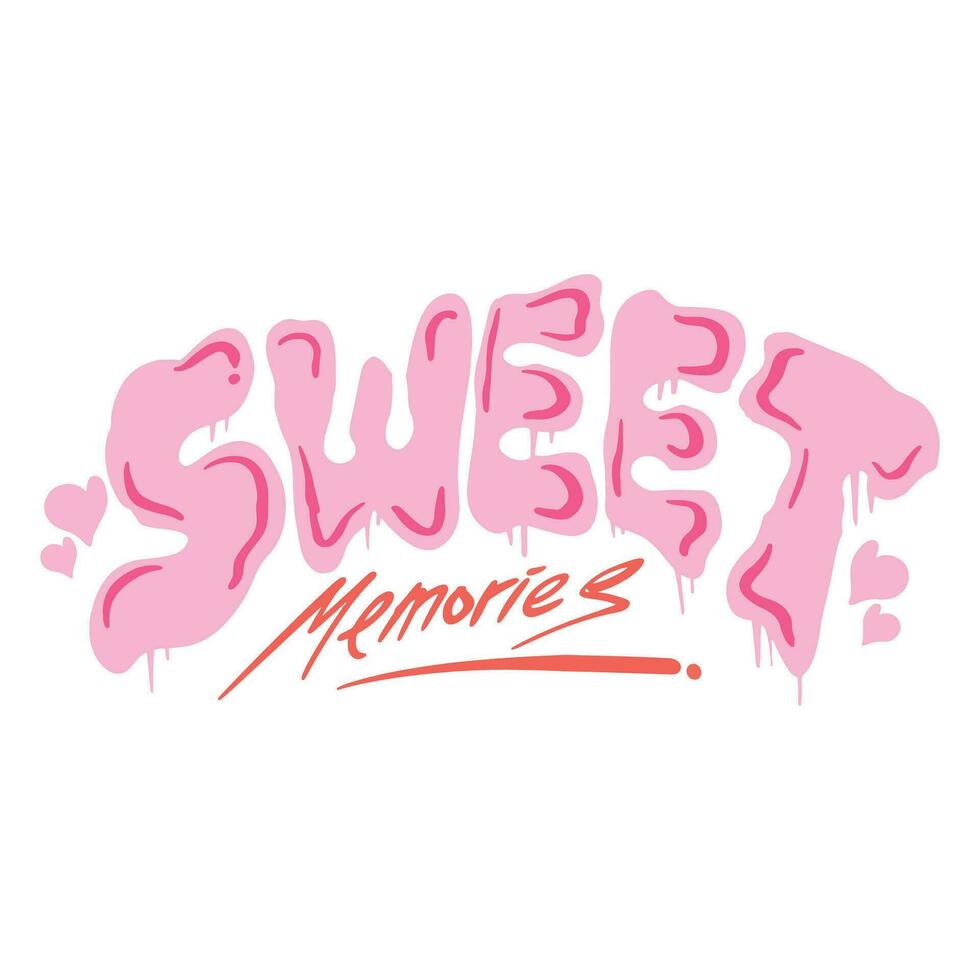 Bubble Handlettering Text Style of Sweet Memories ,good for graphic design resouces, events, posters, tempates, prints, posters, and more. vector