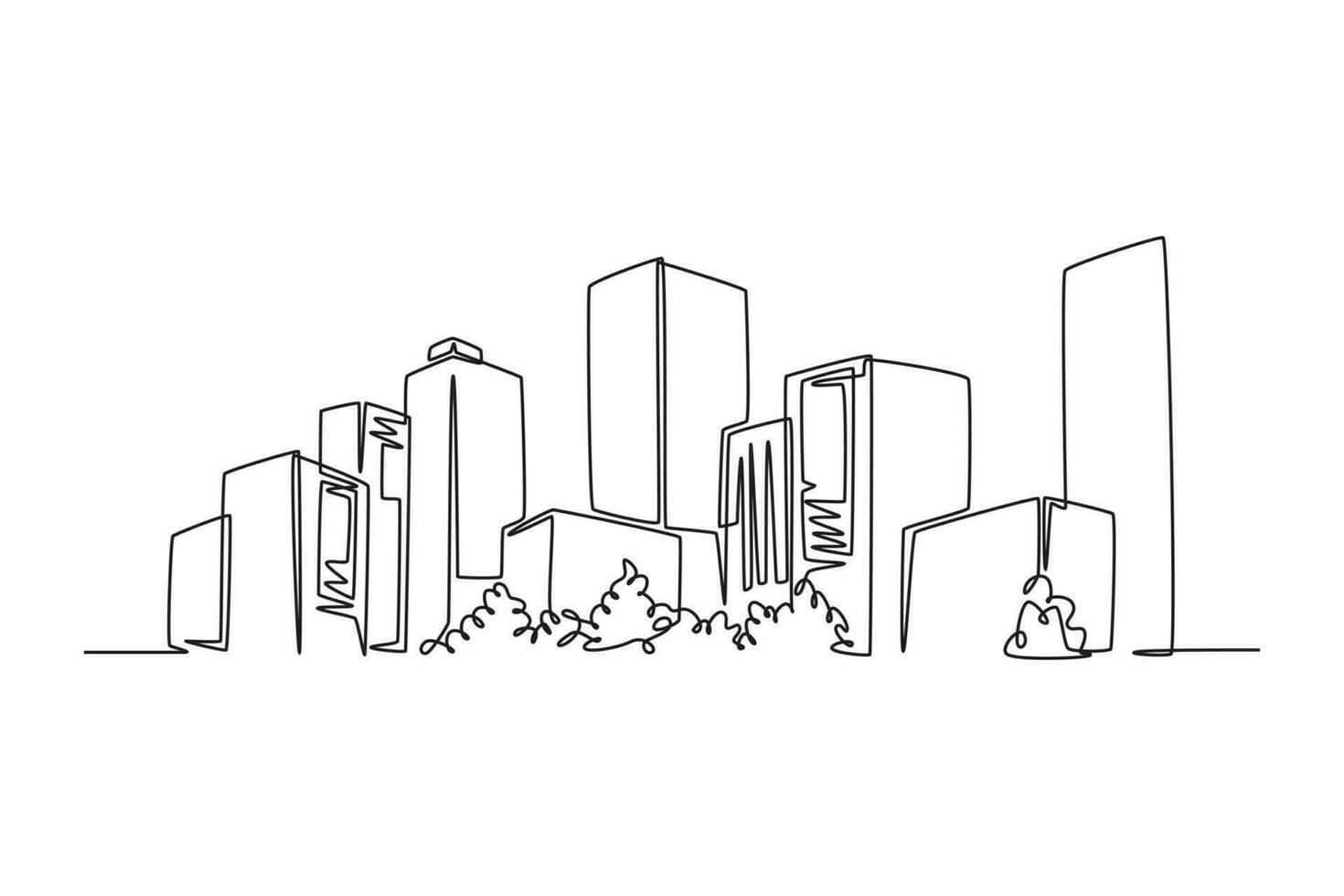 Single one line drawing beautiful building. City concept. Continuous line draw design graphic vector illustration.