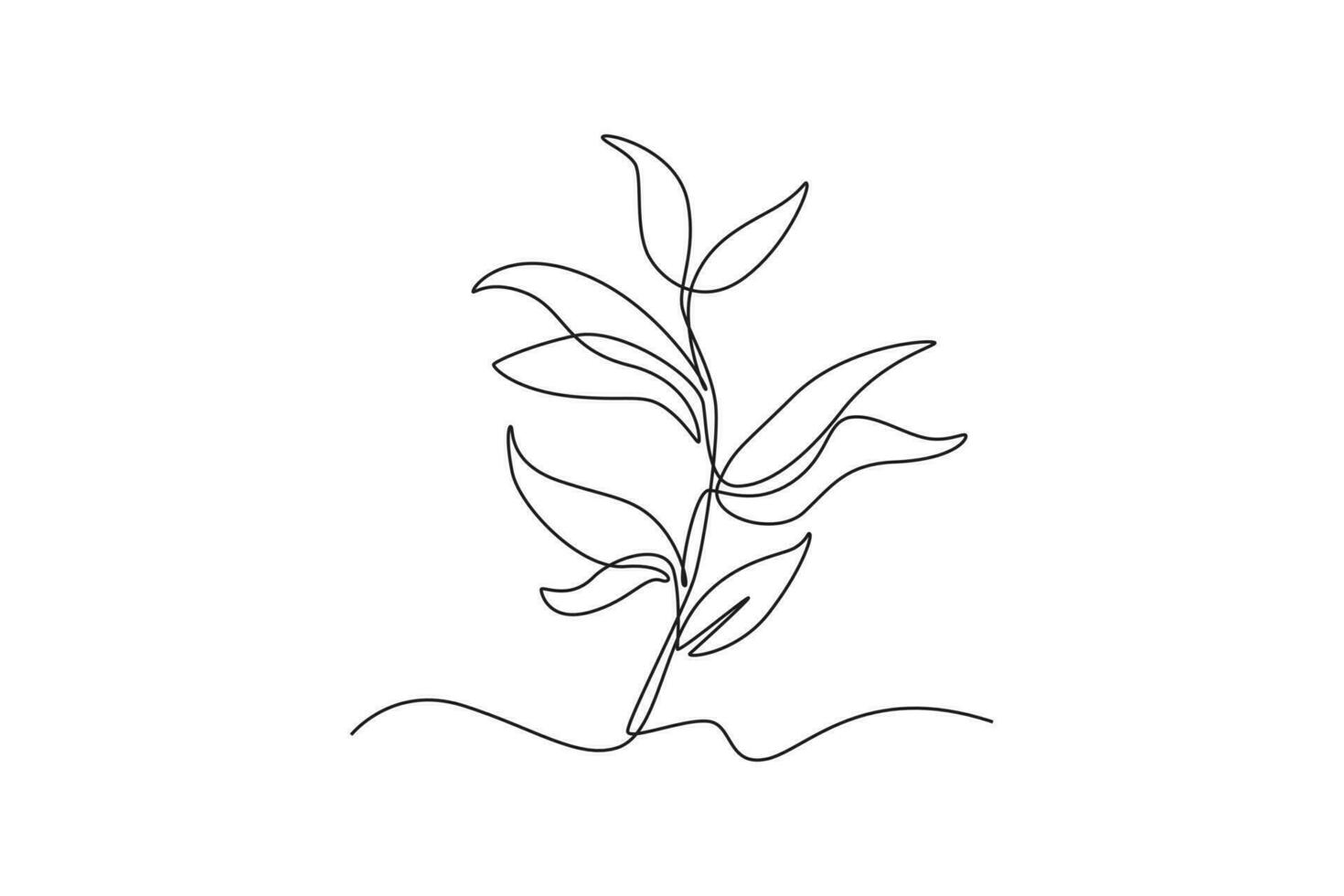 Single one line drawing plants and herbs concept. Continuous line draw design graphic vector illustration.