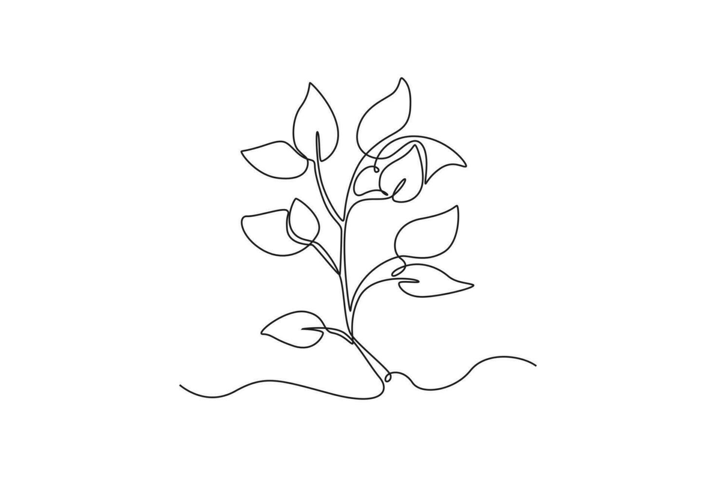 Single one line drawing plants and herbs concept. Continuous line draw design graphic vector illustration.