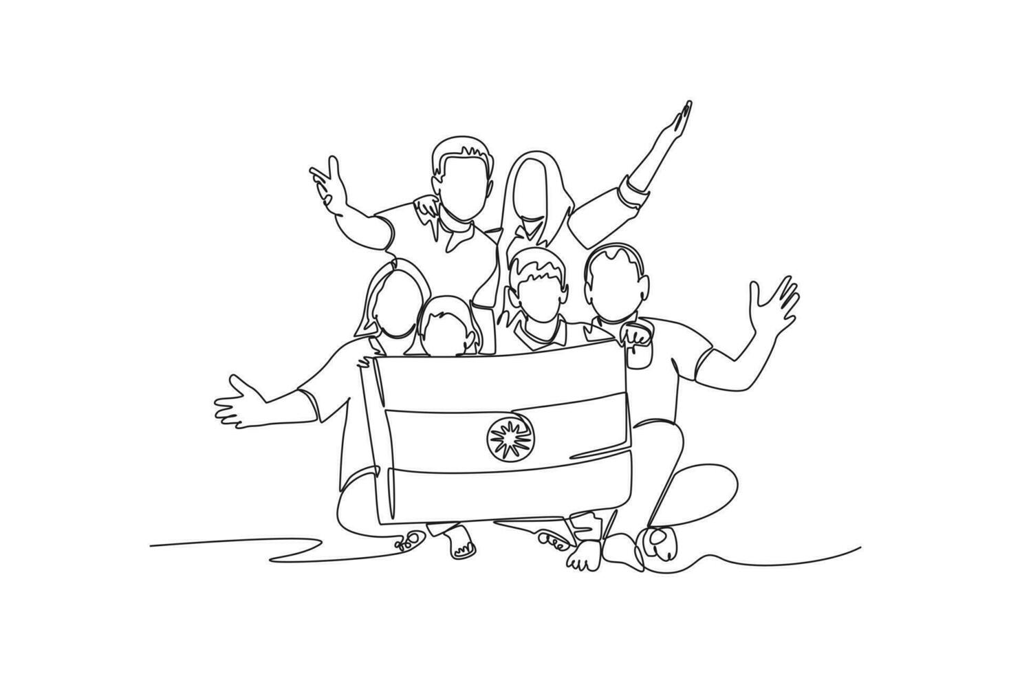 Continuous one line drawing 15th August India Happy Independence Day concept. Single line draw design vector graphic illustration.