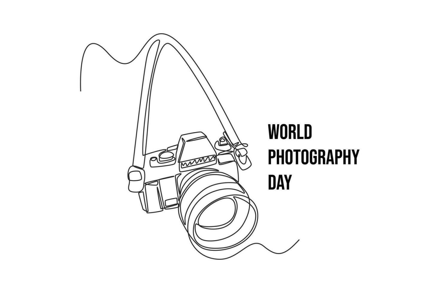 Single one line drawing  Photographer with camera. World photography day concept. Continuous line draw design graphic vector illustration.