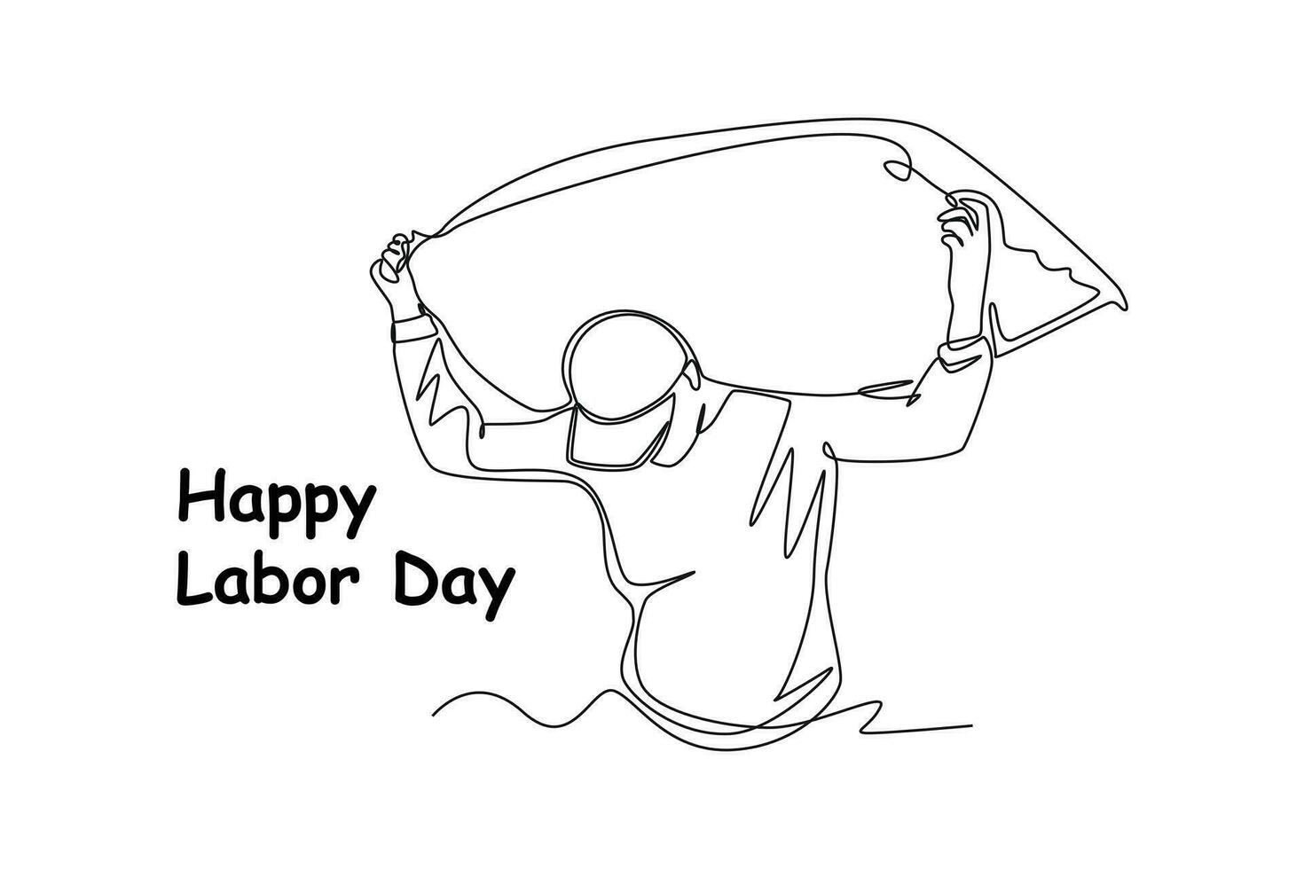 Continuous one line drawing Labor Day concept. Single line draw design vector graphic illustration.