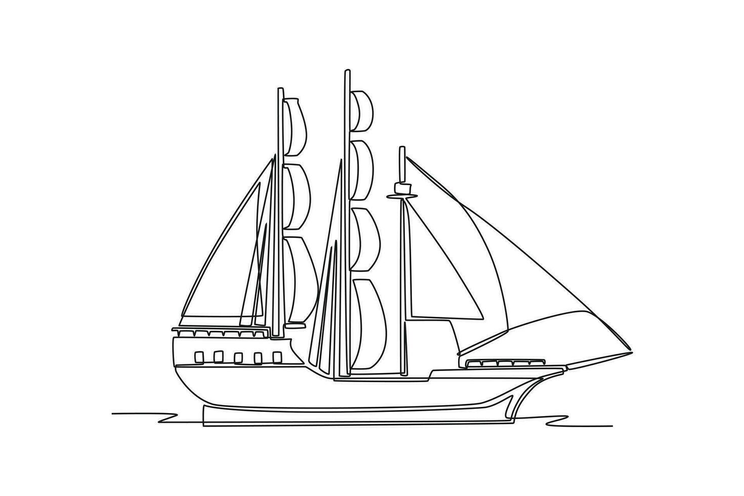 Continuous one line drawing Ocean travel transportation concept. Single line draw design vector graphic illustration.