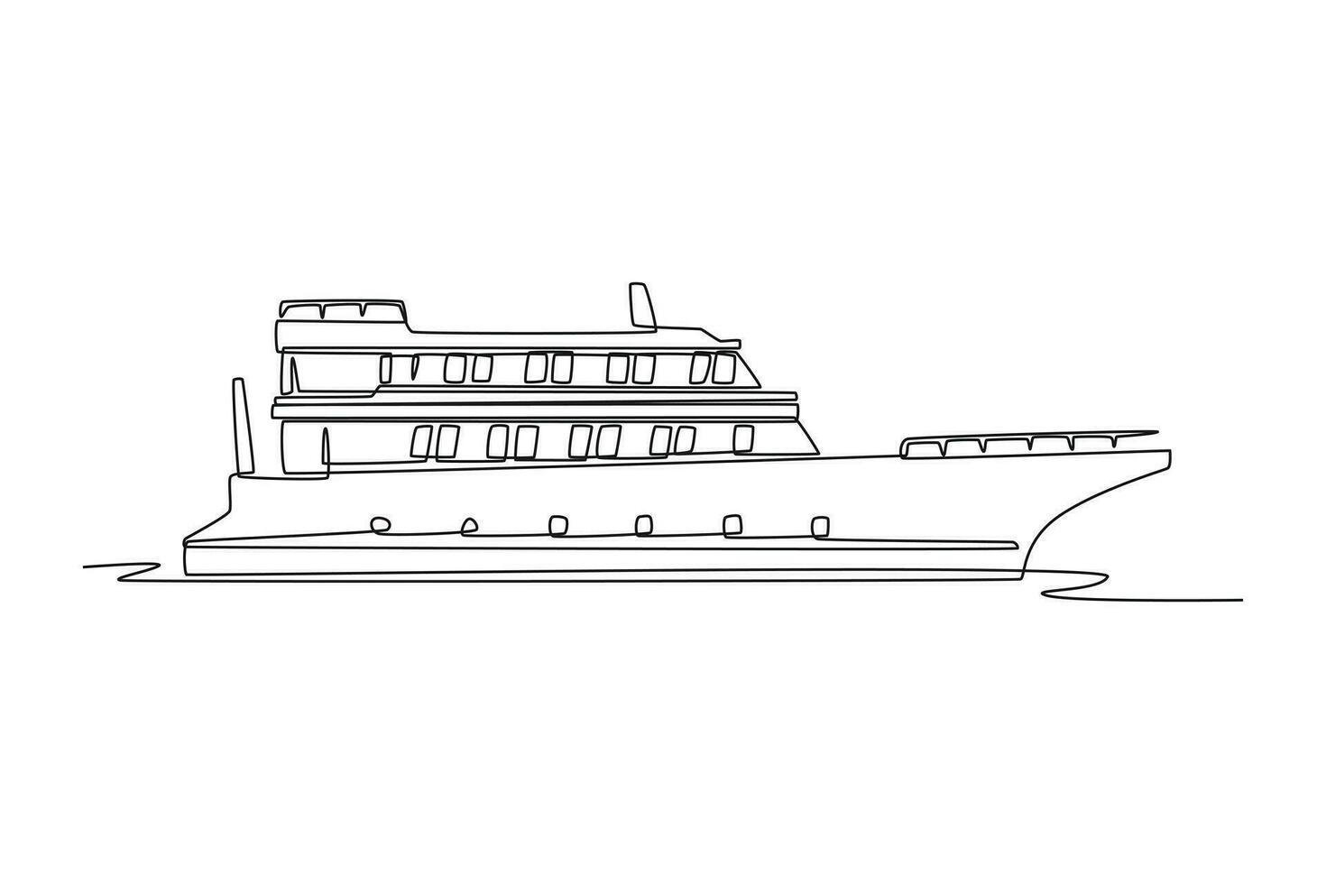 Continuous one line drawing Ocean travel transportation concept. Single line draw design vector graphic illustration.