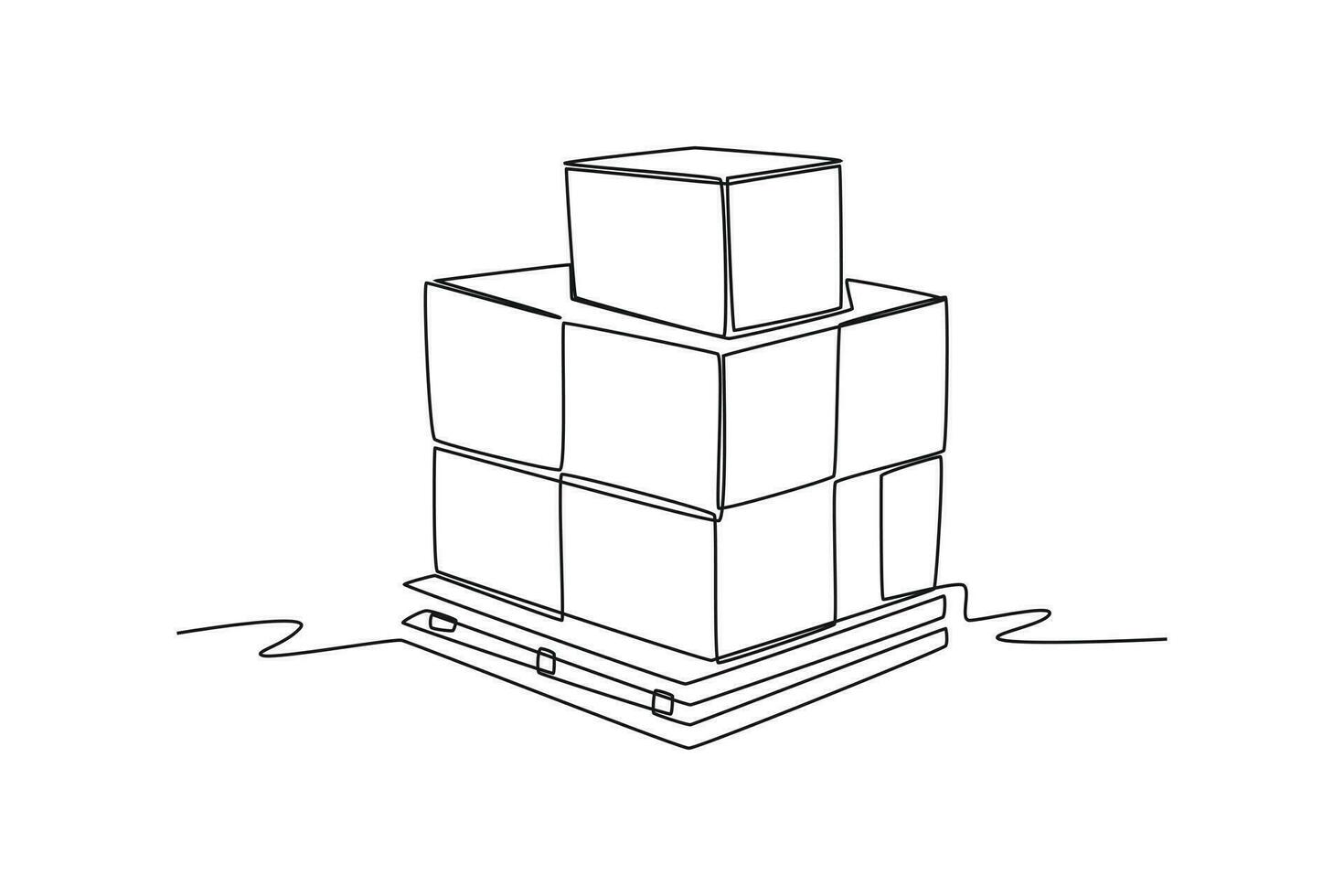 Continuous one line drawing distribution and logistic concept. Single line draw design vector graphic illustration.